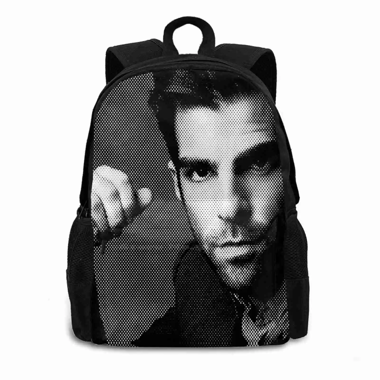 Quinto Black & White Painting Teen College Student Backpack Laptop Travel Bags Bw Black And White Portrait Dot Pointtilism