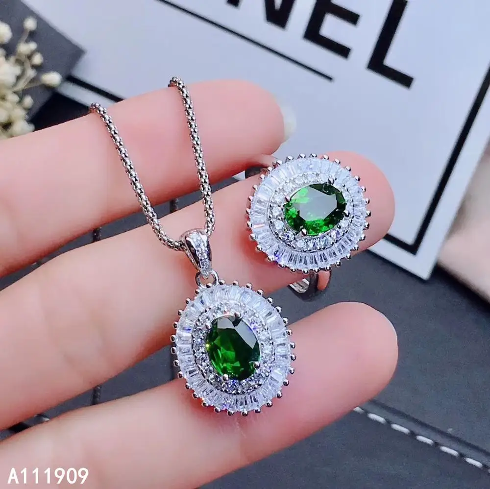 

KJJEAXCMY boutique jewelry 925 sterling silver inlaid Natural Diopside Women's suit support detection