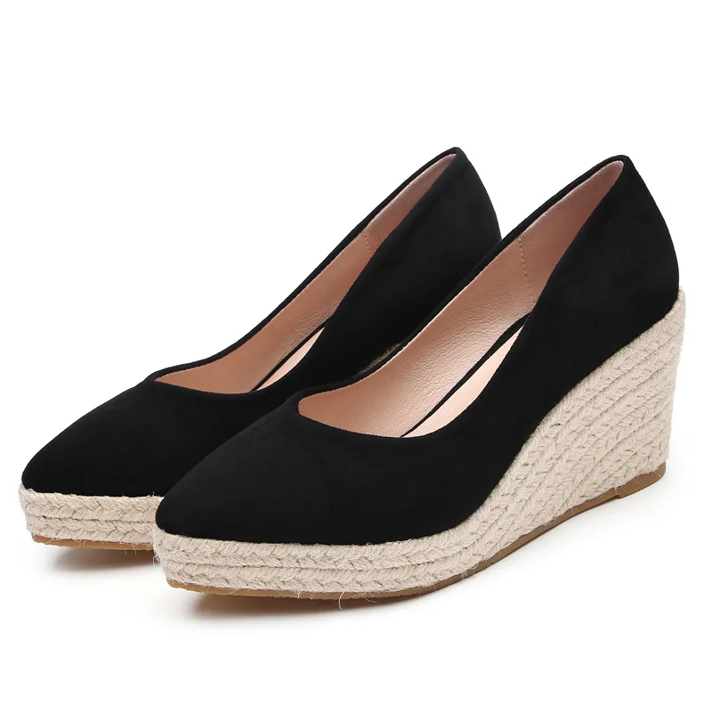 Suede princess women wedge shoes pointed toe pumps high heels platform Mary Jane office lady pumps party espadrilles cute shoesb