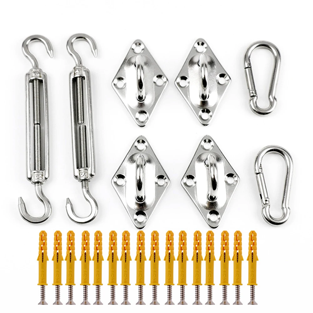 M5 Awning Attachment Set, 304 Stainless Steel Hardware Kit For Garden Rectangular Sun Shade Sail Installation (2 x Carabiner)