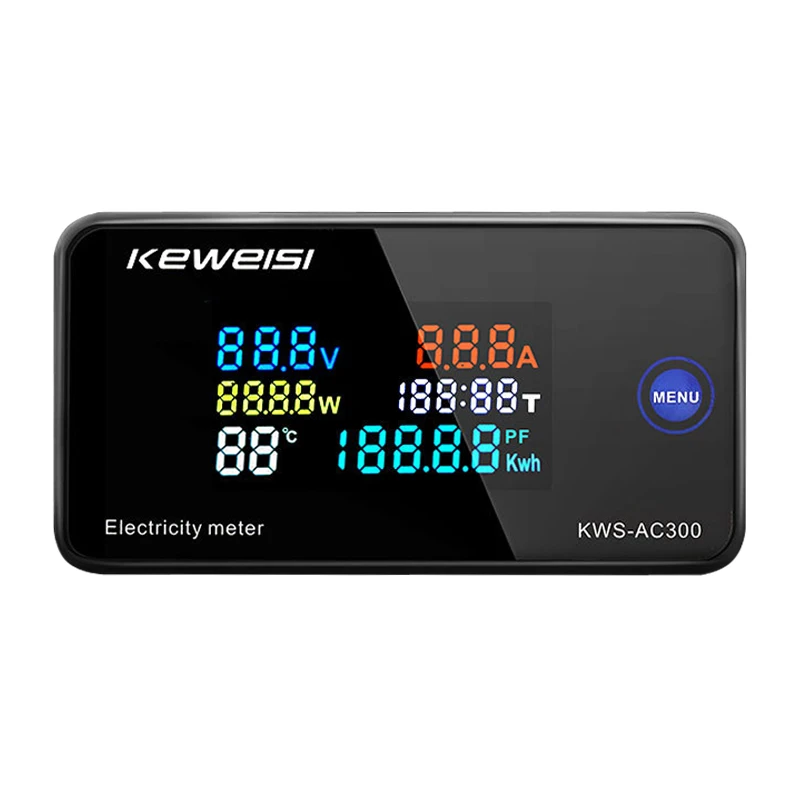 AC 50-300V Voltmeter Ammeter KWS Power Energy Meter LED Digital AC Wattmeter Electric Meter with Reset Function 0-100A