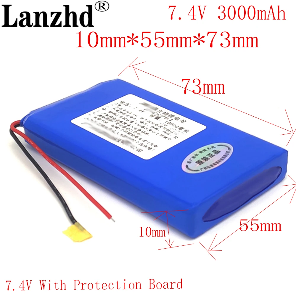 

1-8PCS 2023 NEW 7.4v 105573–2s 3000mah Li polymer lithium battery li-po rechargeable battery pack 10*55*73mm