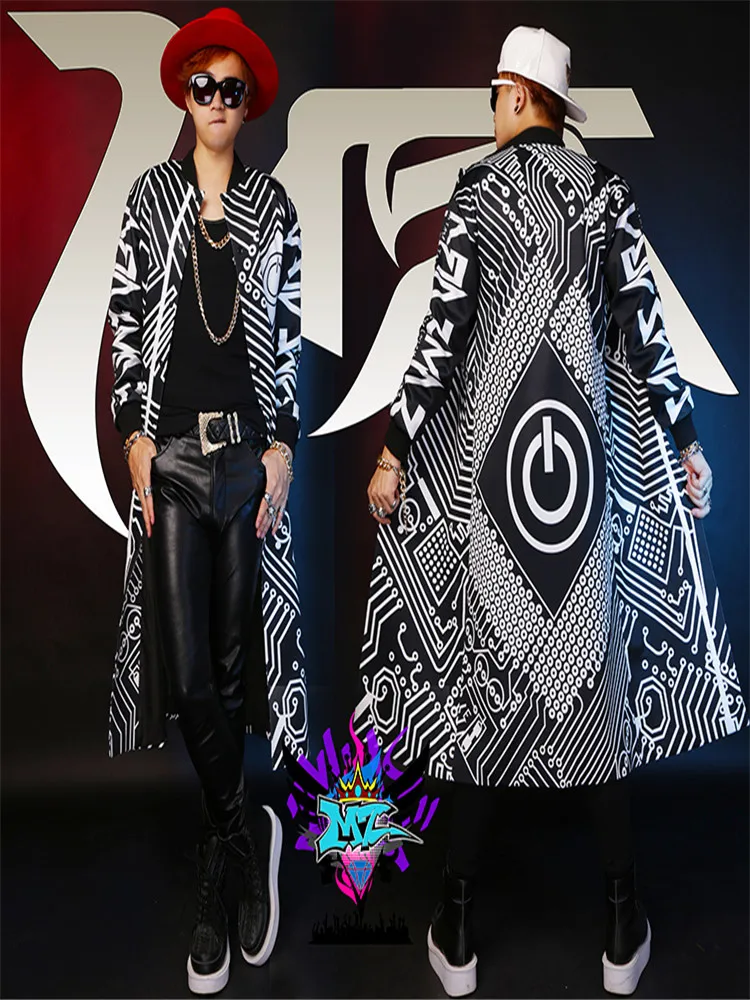 New winter male design loose long overcoat outerwear  2021  The singer's clothing