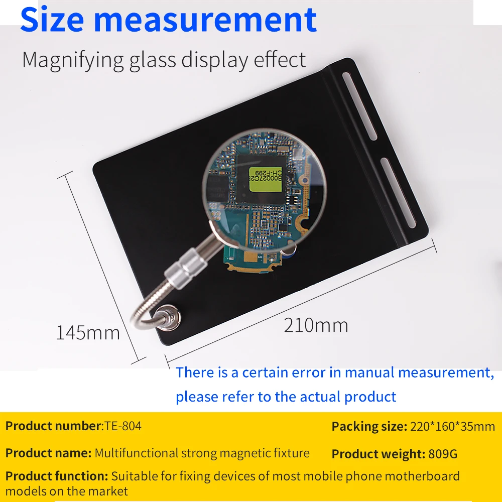 LUXIANZI-Clip de fijación de placa PCB con Base magnética, herramienta de reparación de soldadura de tercera mano, brazo Flexible, 3xlupa