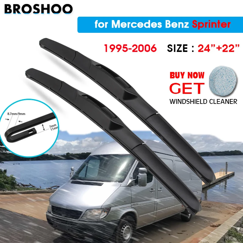 

Car Wiper Blade For Mercedes Sprinters 24"+22" 1995-2006 Auto Windscreen Windshield Wipers Window Wash Fit U Hook Arms