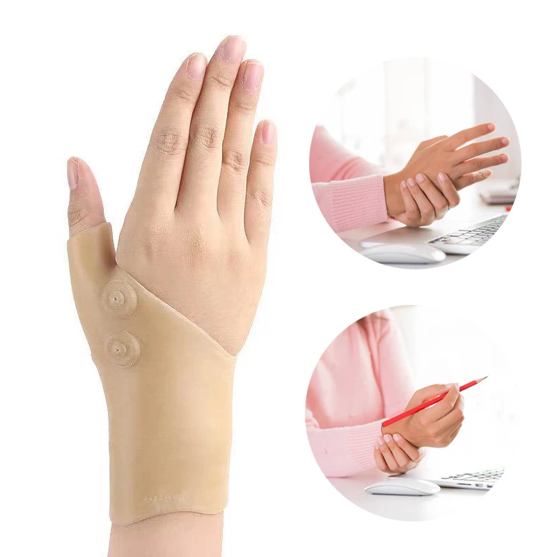 1 pz Silicone terapia magnetica polso pollice supporto supporto donna distorsione fissazione artrite tendinite correzione guanti protettivi