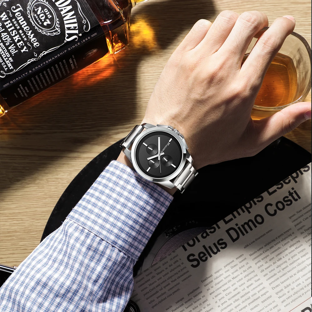 OCHSTIN Men Chronograph  Business Quartz Watch Top Brand Luxury Chronograph Analog Stainless Steel Waterproof Wristwatch