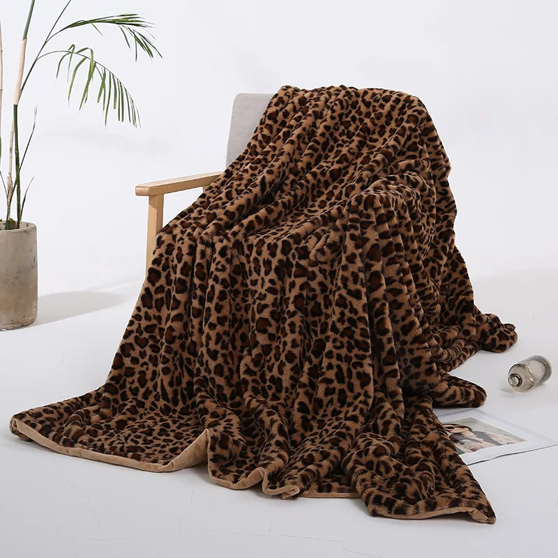 

Leopard Print Blanket Coral Fleece Blanket Thicken Velvet Sofa Cover Blanket Sofa Nap Blanket Bed Cover Bedspread