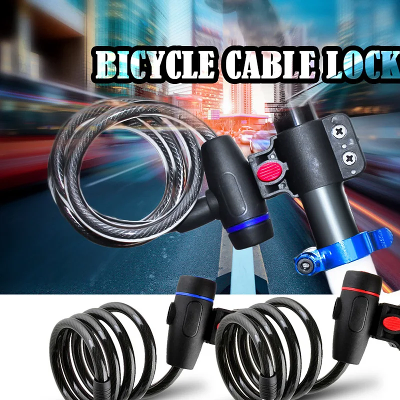 Theft Spiral Stainless Steel Cable Bike Lock for Cycling Anti-Theft Chain Wire Bicycle Security Lock With 2 Key Bike Accessories