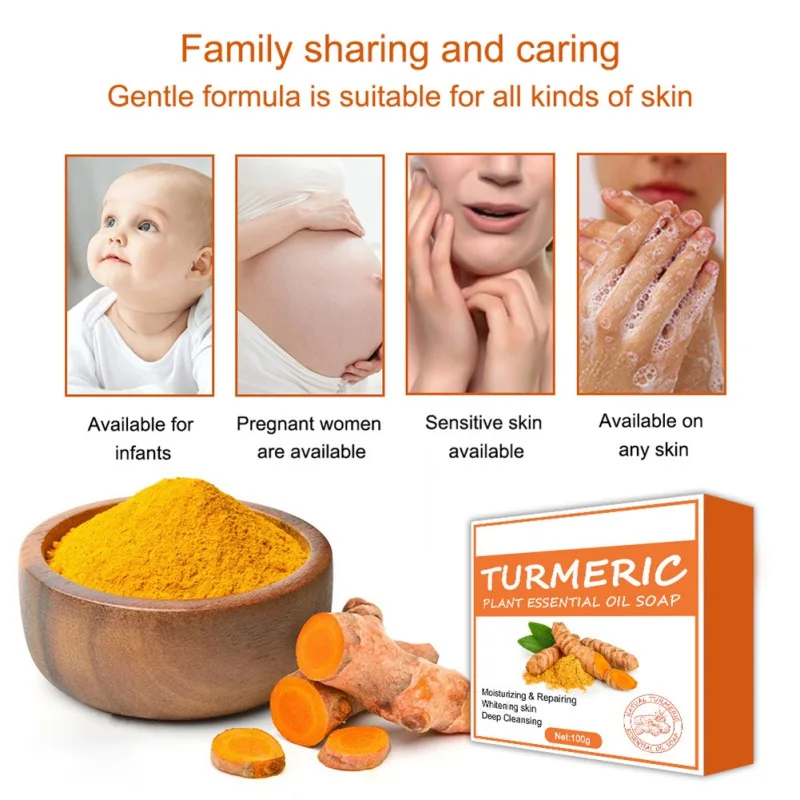 100g Turmeric Soap Body Face Cleansing Old Ginger Skin Care Moisturizing Mild Face Washing Beauty Health Acne Pore Shrink