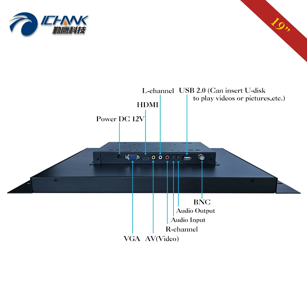 Imagem -04 - Tela Lcd com Shell de Metal Embutido Open Frame Controle Remoto Tela Lcd Hdmi-in Power on Boot 1280x1024 4:3 Bnc 19 Polegadas Zk190tn591