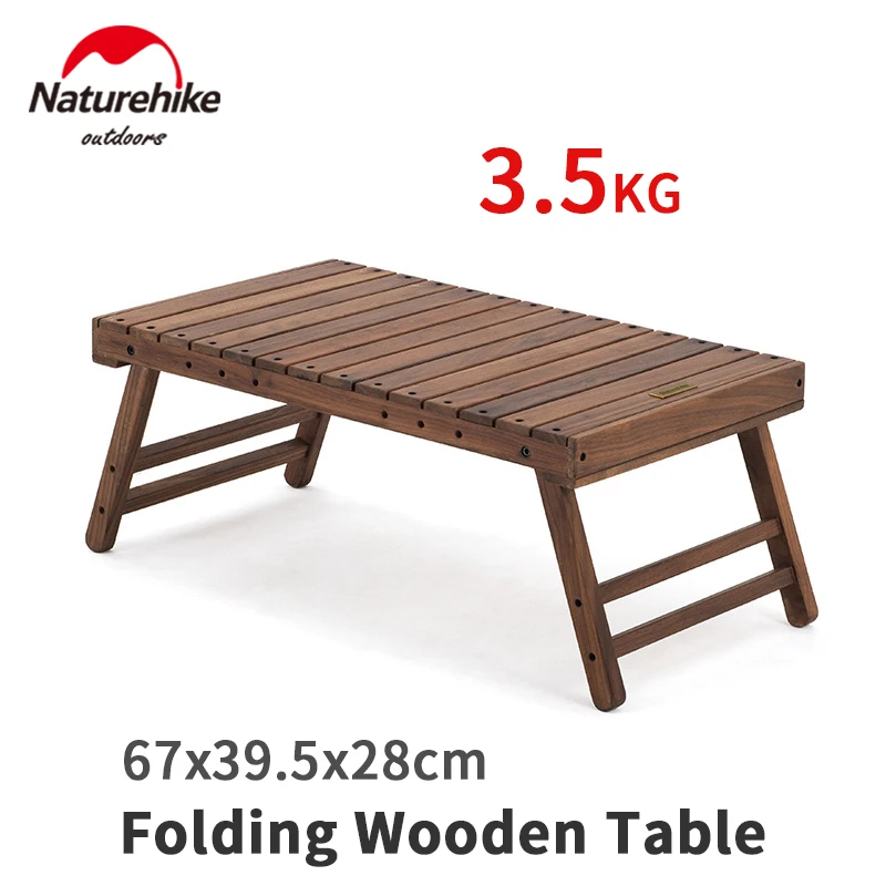 

Naturehike Outdoor Folding Table Solid Wood Bearing Weight 30kg Picnic Portable Short Table Camping Travel BBQ Give Storage Bag