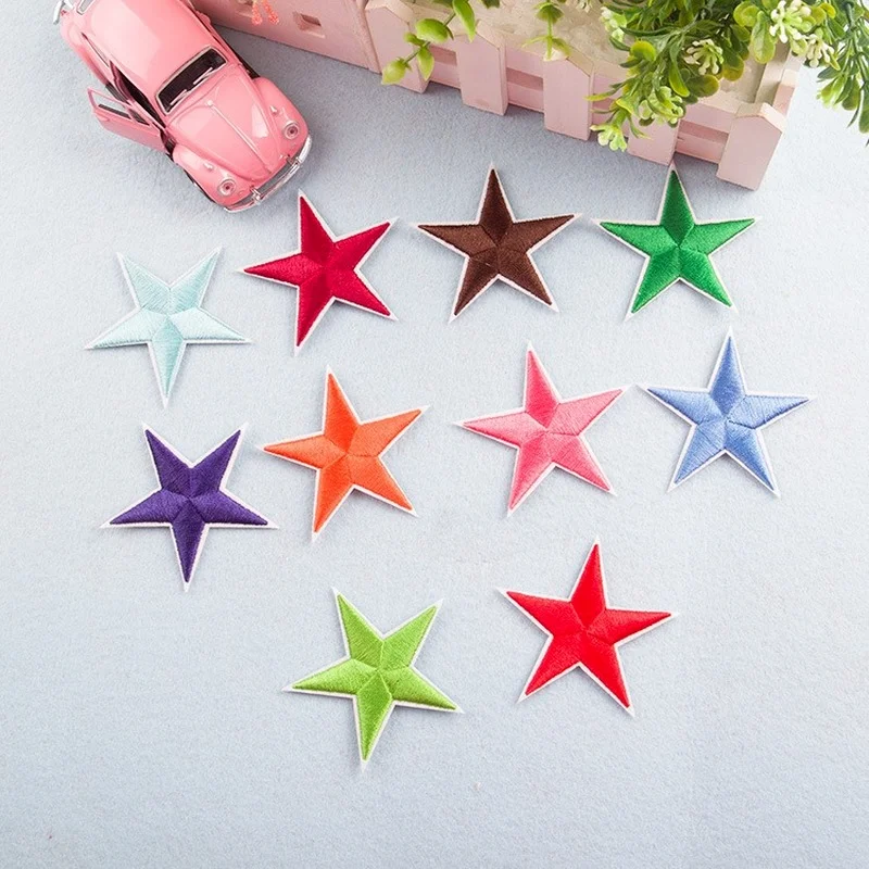 

100pcs/lot Embroidery Patch Five-pointed Star Kids Clothing Decoration Backpack Sewing Accessory Diy Iron Heat Transfer Applique