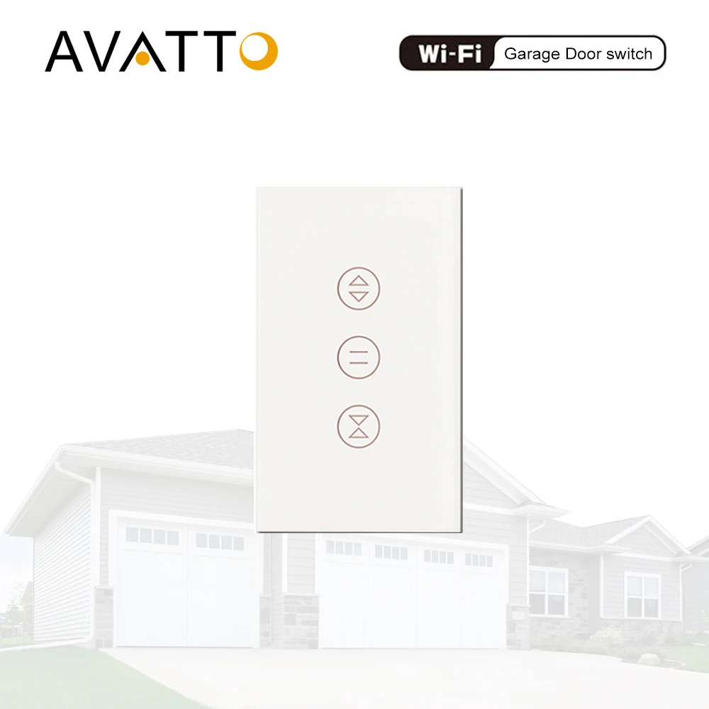 AVATTO WiFi Switch Smart Shutter Doors Switch,Touch Glass panel Remote Control Rolling Door switch work with Alexa Google home