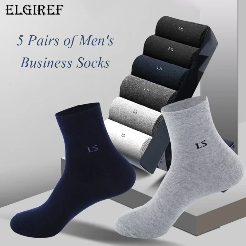 

5 Pairs = 10 Pieces Of Men socks Fashion Business Brand Socks Men Solid Color High-Quality Breathable Cotton Casual Men Socks