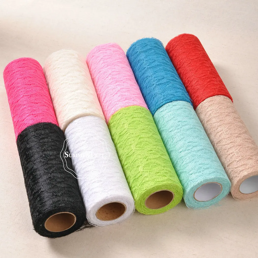 15cm x 10yards Lace Roll Ribbon Netting Fabric Gauze Wedding Party Chair Sash Table Runner Handmade DIY Cratf Decoration