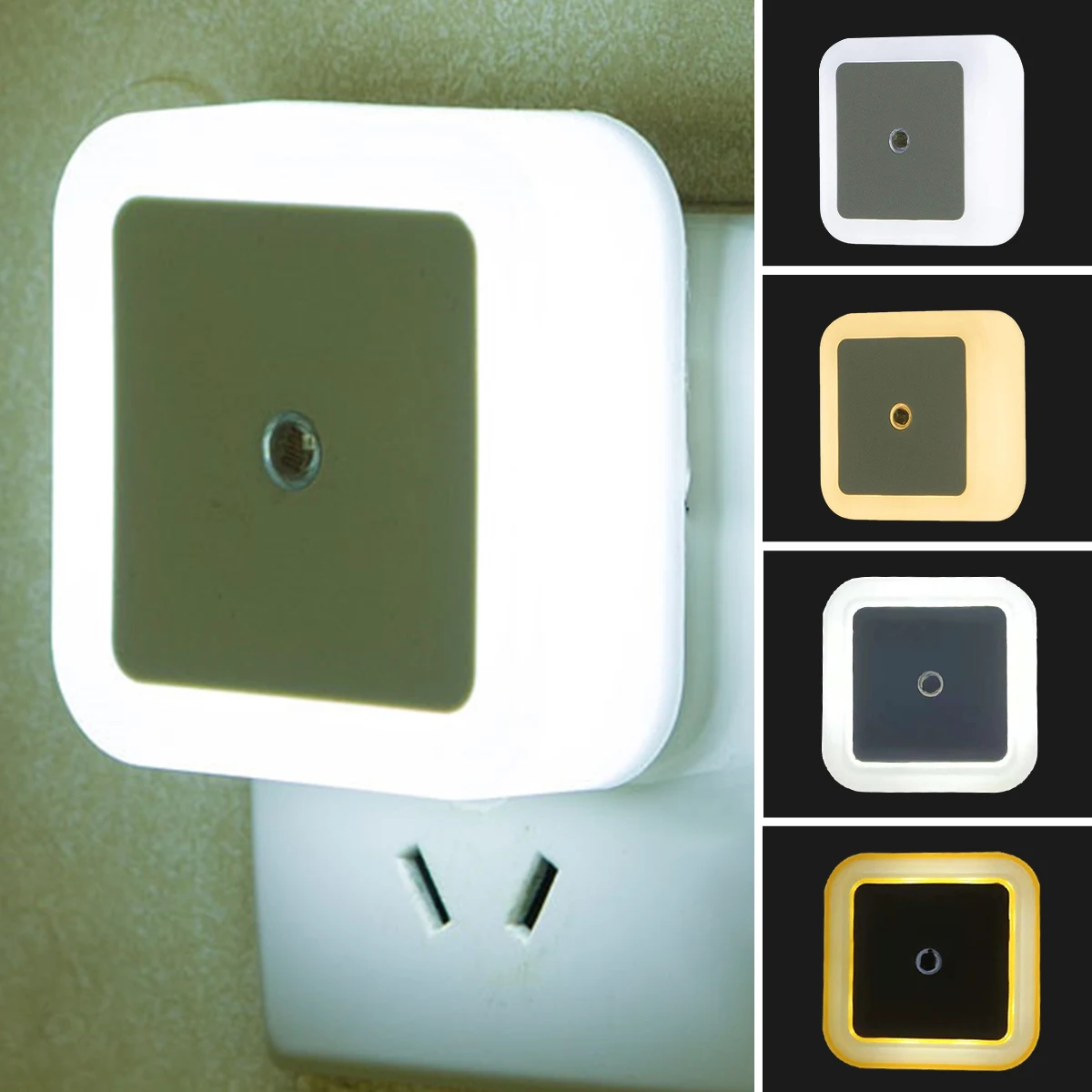 PATIMATE-miniluces LED de noche con enchufe europeo y estadounidense, luces cuadradas con Sensor de Control, lámpara de escalera para bebé, sala de estar, decoraciones de dormitorio