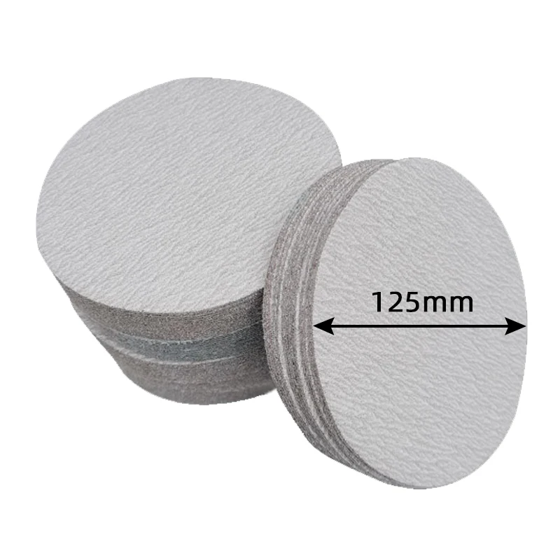 10 Pcs Car Polishing Putty 5 Inch Sandpaper 125mm White Round Flocking Self-adhesive Grinding Machine Polishing Sheet