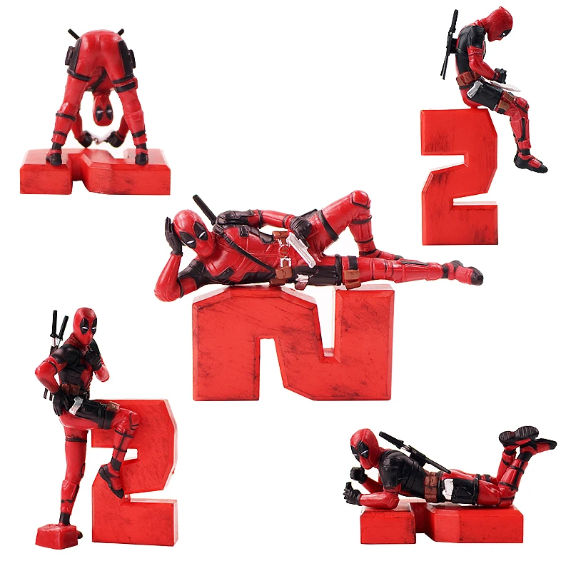 7-10cm Marvel Avengers Deadpool X-Men Corps with Sword Weapons Number 2 PVC Action Figure Funny Mini Model Toys Dolls Brinquedos