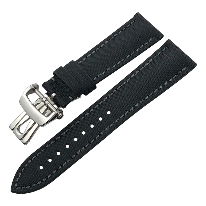 23mm High Quality Canvas Nylon Leather Watch band Special for Blancpain Fifty Fathoms 5000 5015 Strap Butterfly buckle Tools