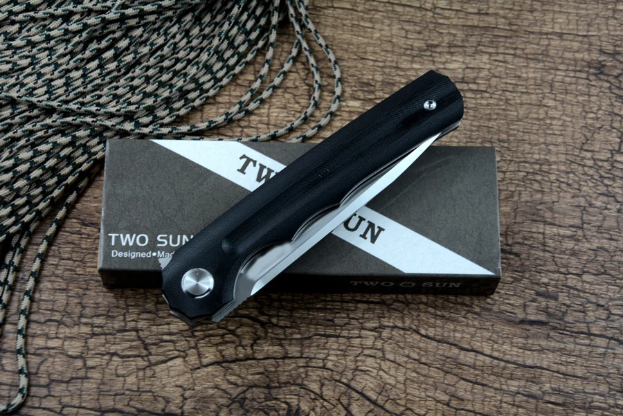Twosun Knife TS89 D2 Satin Blade Pocket Folding Knife G10 Handle with Clip for Outdoor Daily EDC Hunting Camping Hiking