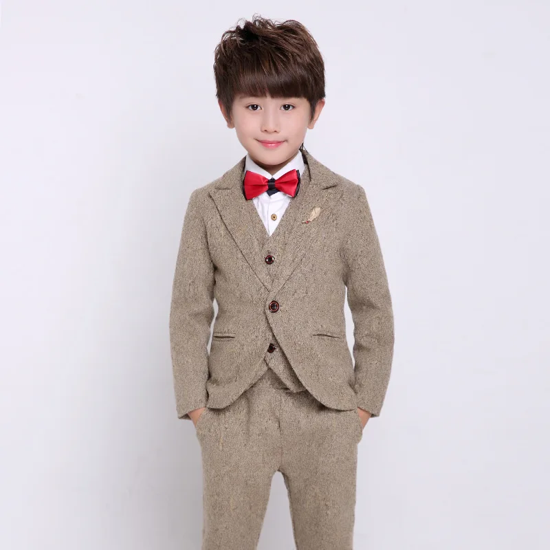 Flower Boys Formal Wedding Suit Kids Japan Style Jacket +Pants+Vest+BowTie 4Pcs Tuxedo Suit Kids Party Host Costume