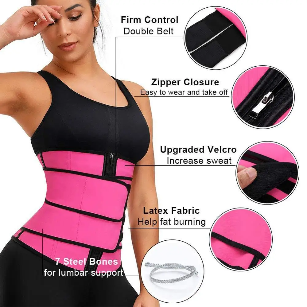 Women\'s Slim Double Belt with Zipper, Skinny Abdomen Belt, Sports Waist Slimming Belt