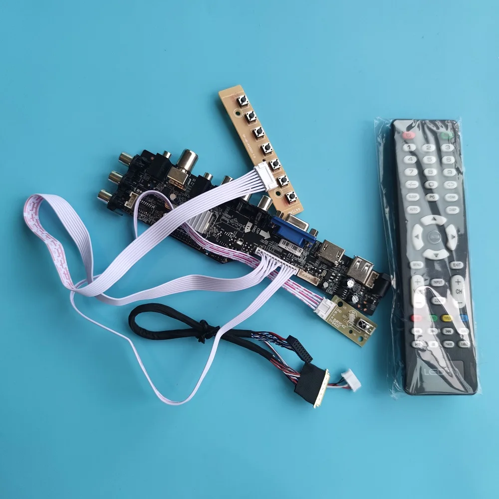 

Комплект для B156XW02 V.2/V0/V3 15,6 дюйма 40-контактный LVDS DVB-C DVB-T плата контроллера 1366X768 светодиодный цифровой HDMI-совместимый VGA USB AV TV