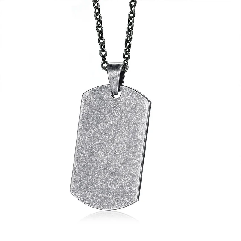 US Military Dog Tag Pendant Necklace for Men Stainless Steel United States Oxidation Gray Metal Male Jewelry 20 inch