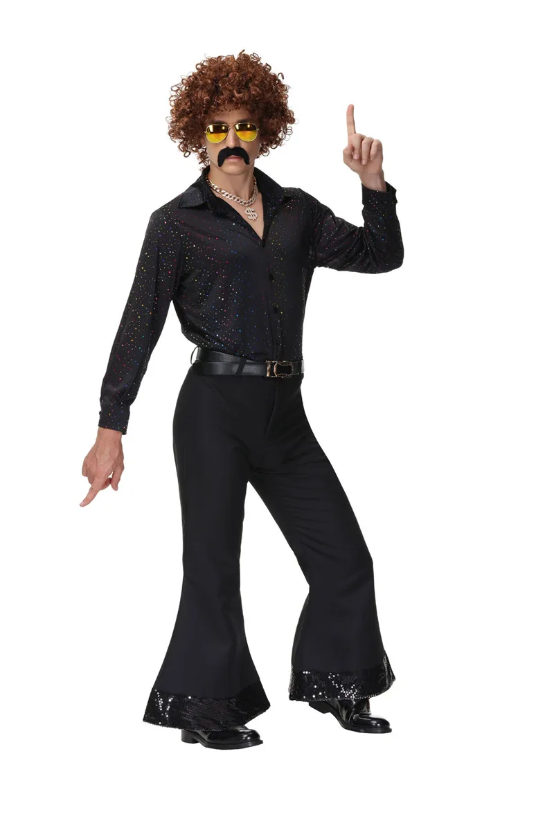 Vintage 70S 80S Volwassen Mannen Vrouwen Muziek Festival Retro Disco Kleding Halloween Cosplay Party Hippie Paar Kostuum Fancy jurk