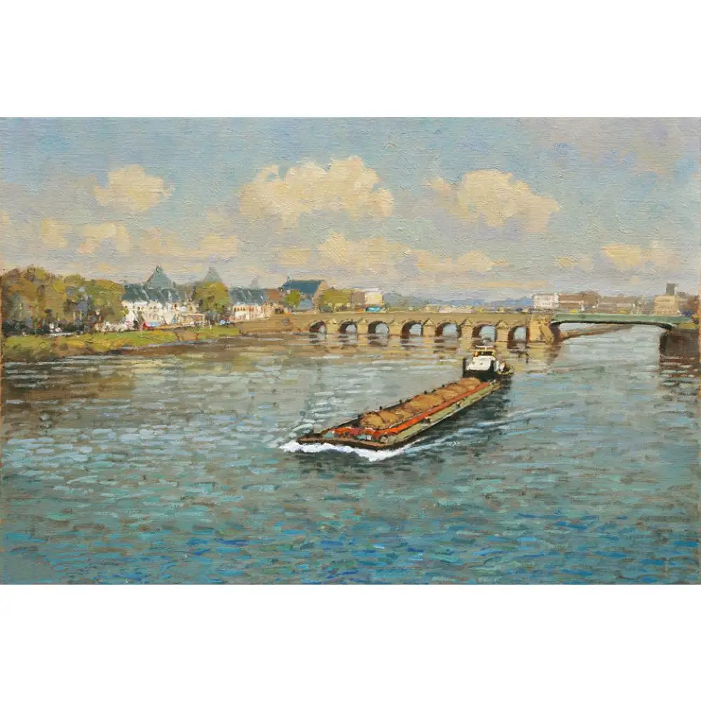 

Landscapes Canvas Art Bridge Canals impressionism Oil Paintings View of Maastricht Modern Artwork Hand Painted Fine Gift