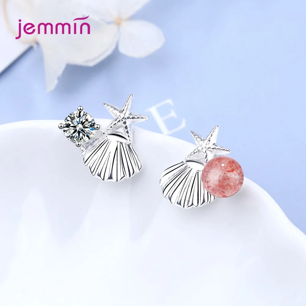 High Quality Real 925 Sterling Silver Starfish Ocean Shell Earrings Stud for Women Fashion Wedding Engagement Jewelry Gift