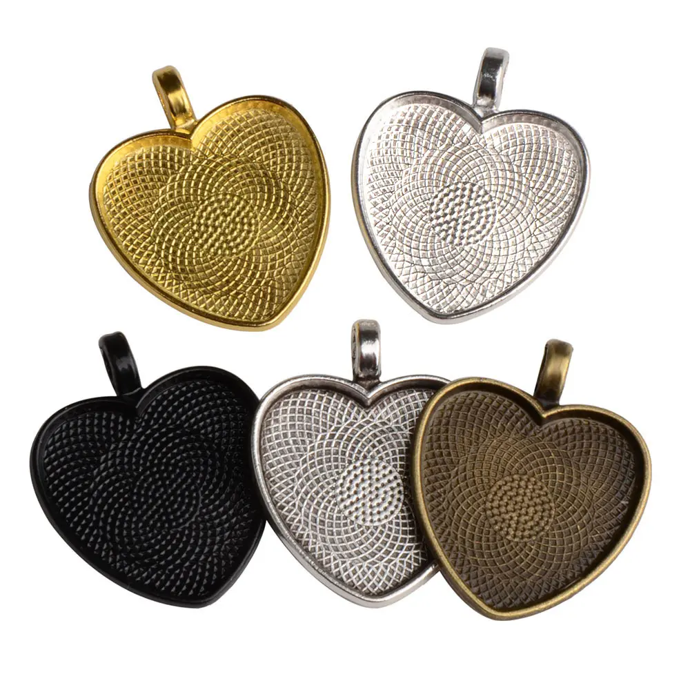 10pcs 25mm Peach Heart Glass Cabochon Settings Jewelry Accessories Blank Cameo Base Trays Bezels DIY Jewelry Making