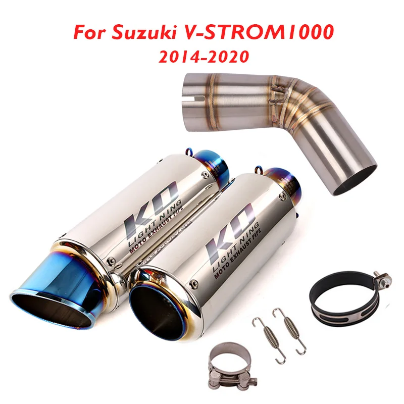 

Motorcycle Exhaust System 51mm Muffler Escape Pipe Silencer Tip Connection Mid Link Tube for Suzuki V-STROM1000 2014-2020