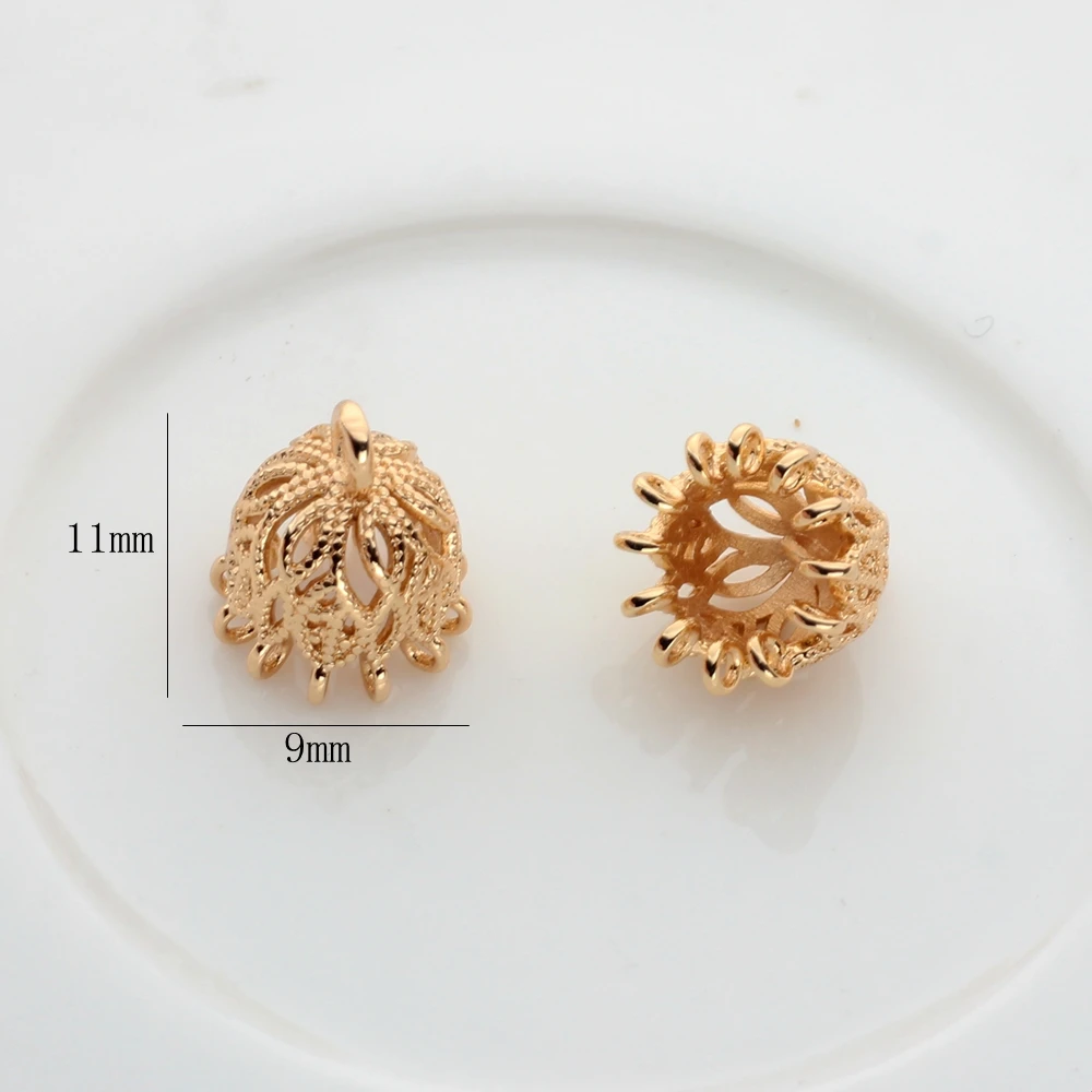 Copper Metal  Real   End Cup Flowers Charms 2pcs/lot For  Making Tassel Jewelry Making Wholesale Lots Jewelry