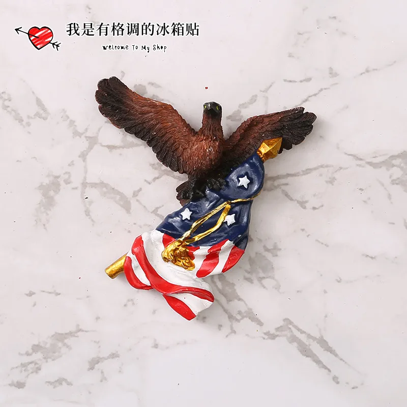 American Fridge Magnet Resin Tourist Souvenir Magnet Stick New York Las Vegas Liberty Goddess Eagle Flag Hawaii