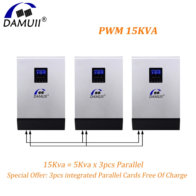 DAMUII PWM 10Kva Solar Inverter 10000VA 8000Watt Pure Sine Wave Off-Grid Hybrid Inverter 230V 50A Charge Controller 48dc Battery