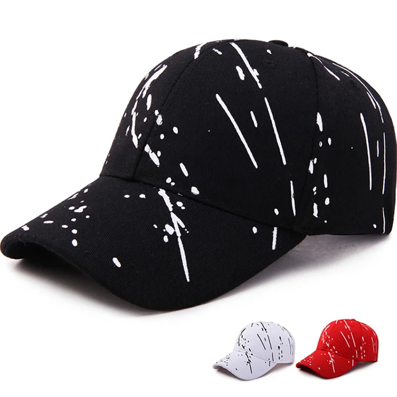 Trendy Adult Baseball Cap Korean Art Print Men and Women Sun Visor Baseball Cap Hat Sunscreen Fashion Adjustable Cap Black White