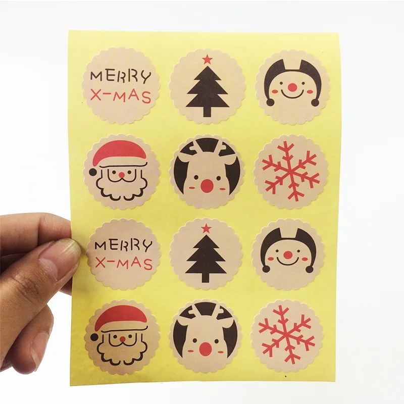 120PCS Merry Christmas Theme Sealing sticker DIY Gifts posted Baking Decoration package label Multifunction