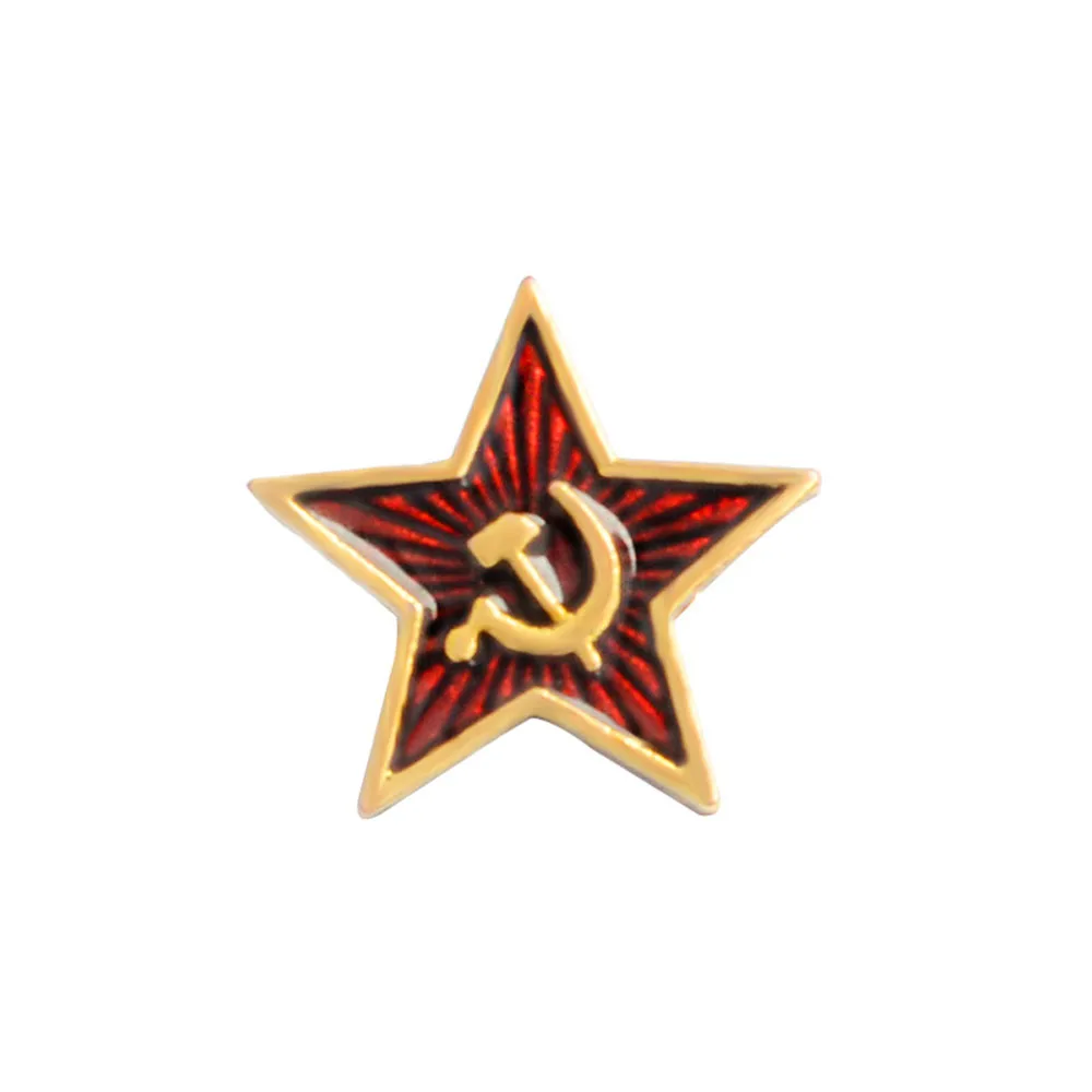 Red Star Hammer Sickle Pins Communism Symbol Brooch Badges Brooches Soviet Union Marxism Logo Jewelry