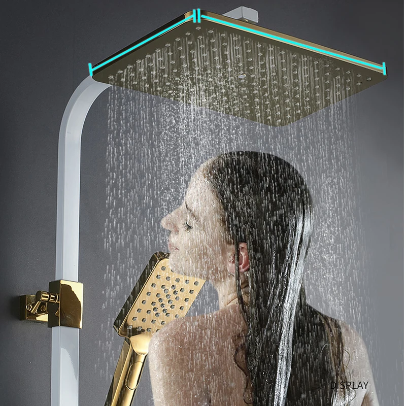 Newly Digital Shower System Set with 12 Inch Rainfall Shower Head Thermostatic Bathroom Shower System Faucets Digital Shower Set