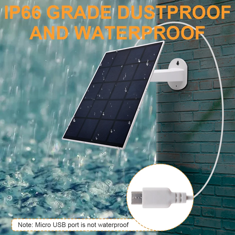 Waterproof Solar Panel for Security Camera Home Indoor Outdoor Battery Powered Camera 10ft Charging Cable Non-Stop Charging