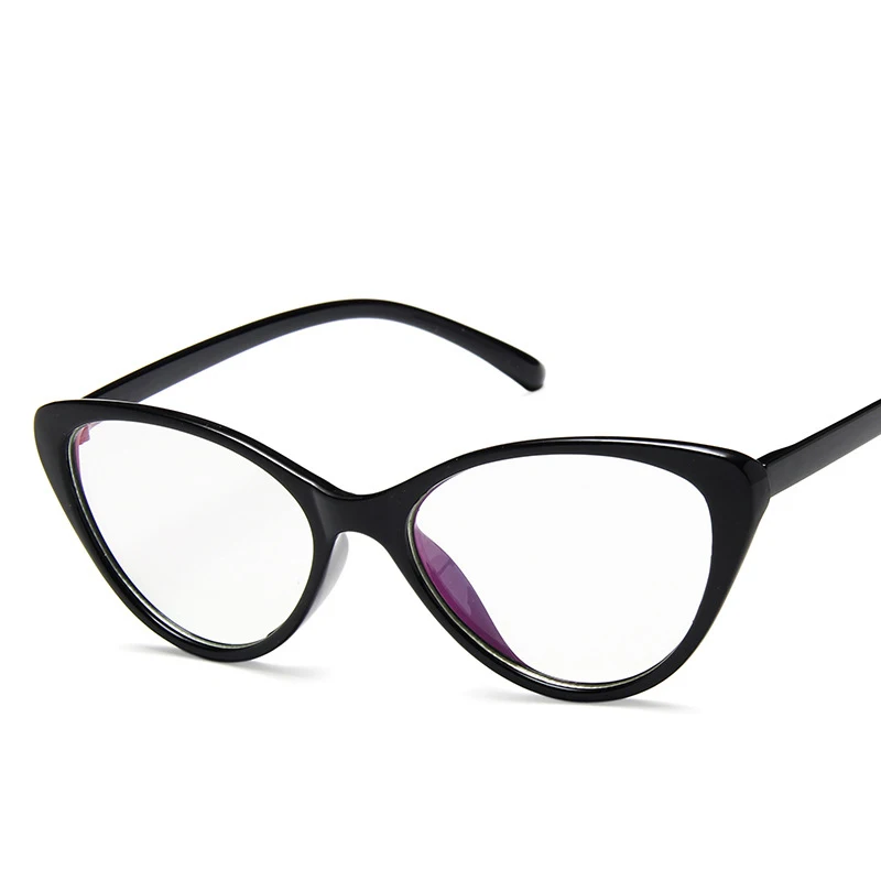 Trendy Spectacle Frame Anti Blue Light Glasses Cat Eye Women Brand Designer Eyewear Optical Myopia Nerd Black Purple Eyeglasses