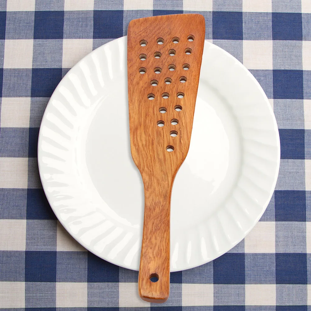 Filterschaufel, Küche, Kochwerkzeug, Kochgeschirr, Braten, Steak, Schaufel, Holzspatel, antihaftbeschichtete Pfanne, 24 Löcher