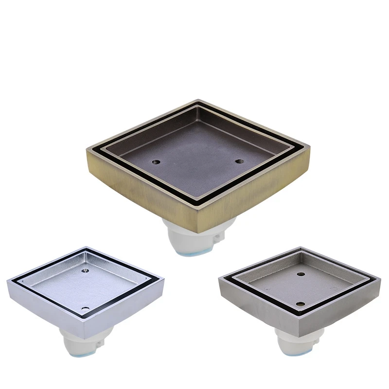 Tile Insert Drain Square Invisible Bathroom Floor Drain 10X10cm Shower Drain Brass Fine Floor Drain