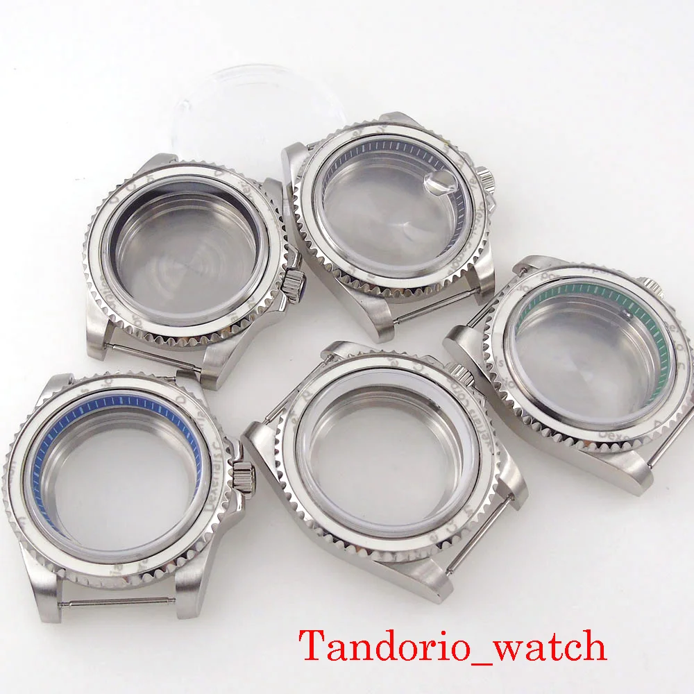 

40mm Brushed Finish Watch Case With Chapter Ring Fit For NH35A NH36A ETA 2824 PT5000 ST2130 Sapphire Glass Without Bezel Insert