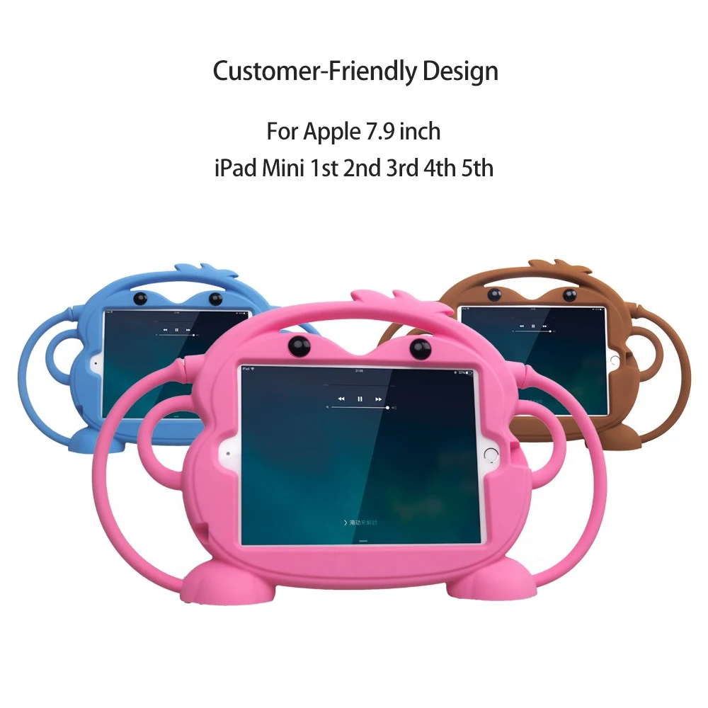 Kid Safety Tablet Case for iPad Mini 1 2 3 4 5 Kid Friendly Carry Shockproof 7.9in Washable Stand Silicone Case for iPad 2 3 4