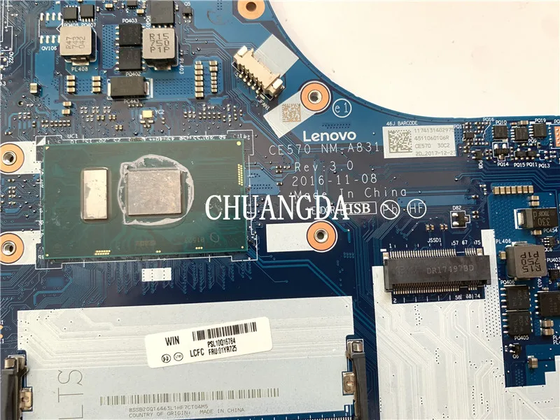 i5-7200U CPU 100% For Lenovo ThinkPad E570 Laptop Motherboard CE570 NM-A831 01HW731 01YR725 01HW724 With