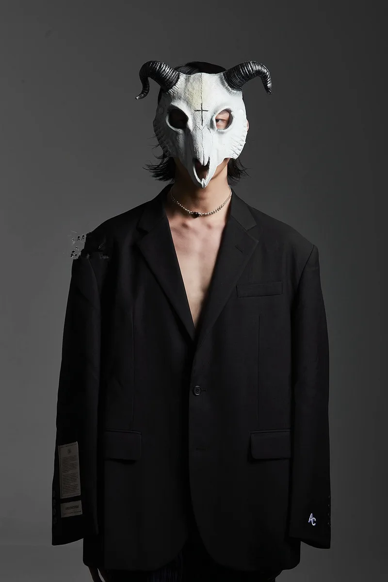 ハロウィーンのコスプレビリーヤギスカルマスクハーフフェイス仮面舞踏