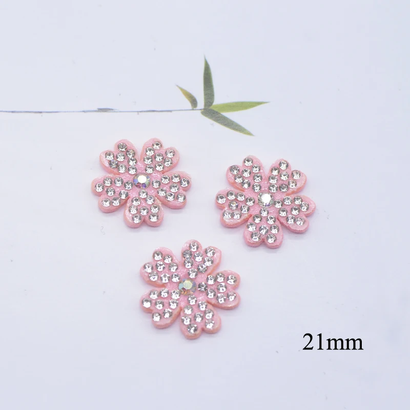 30Pcs Pink Star Heart Flower Windmill Butterfly Swan Rhinestone Patches for Clothing Headwear Applique Hairband Jewelry Supplies